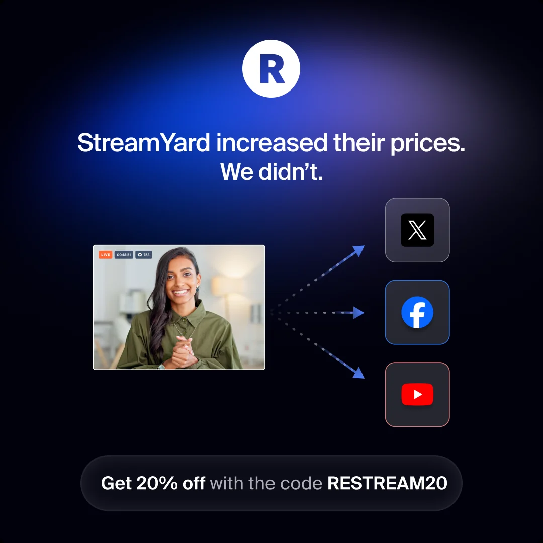 Restream Reddit ad naming StreamYard's price increase